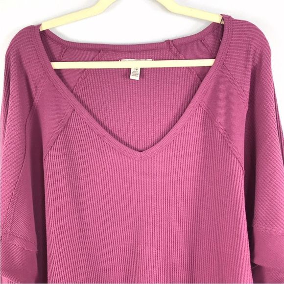 Free People Santa Clara Thermal Knit Top oversized V Neck Dolman Women’s Sz XS - Picture 6 of 16